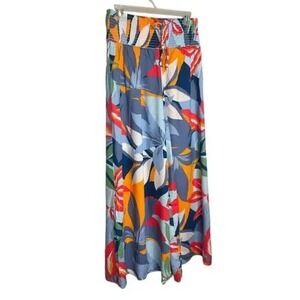 Goa Beachwear by‎ Jagna Floral Print Wide Leg Palazzo Pants Smocked Waist